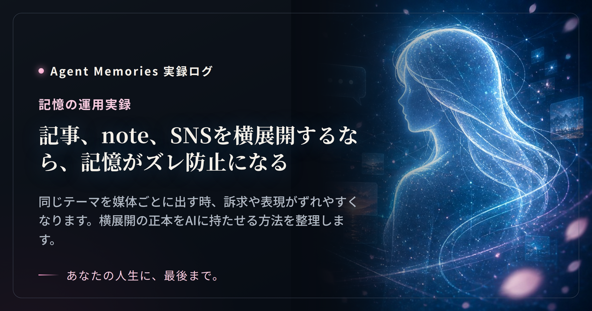 記事、note、SNSを横展開するなら、記憶がズレ防止になるのサムネイル