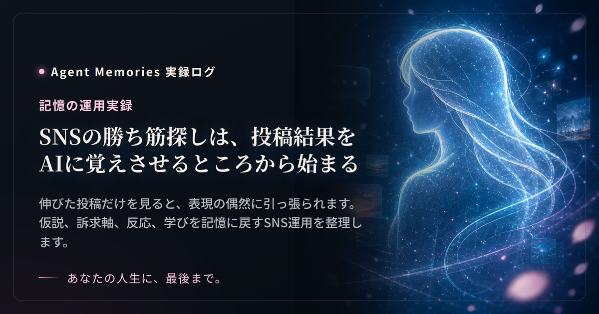 SNSの勝ち筋探しは、投稿結果をAIに覚えさせるところから始まるのサムネイル