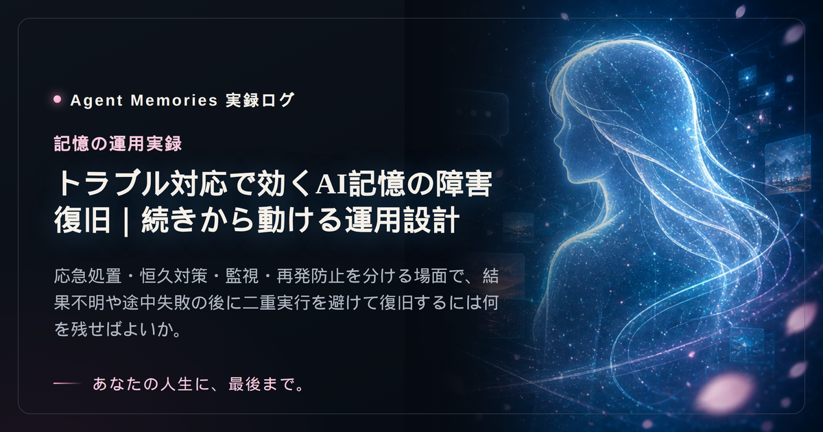 トラブル対応で効くAI記憶の障害復旧｜続きから動ける運用設計のサムネイル