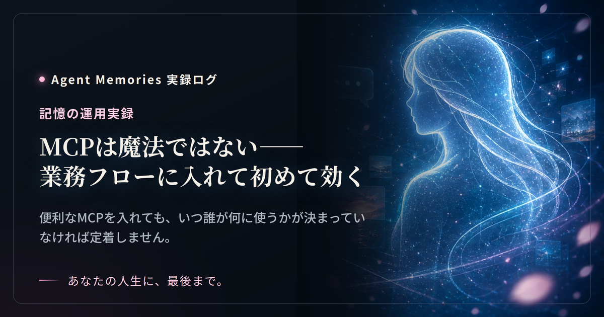 MCPは魔法ではない——業務フローに入れて初めて効くのサムネイル