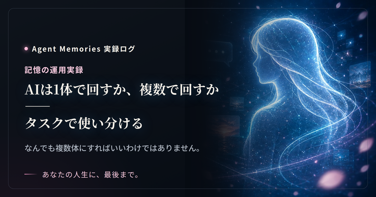 AIは1体で回すか、複数で回すか——タスクで使い分けるのサムネイル