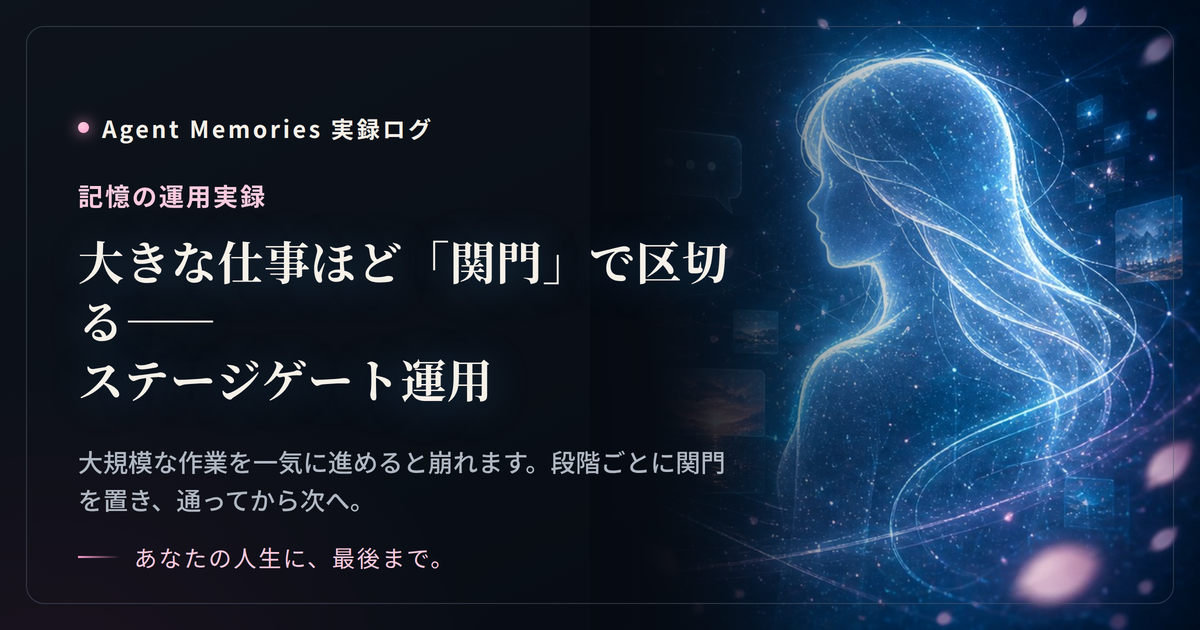 大きな仕事ほど「関門」で区切る——ステージゲート運用のサムネイル